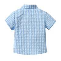 Load image into Gallery viewer, 2 Pieces Set Baby Kid Boys Birthday Party Checked Shirts And Solid Color Rompers Wholesale 230105783
