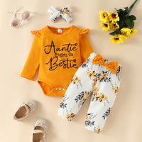 Load image into Gallery viewer, 2 Pieces Set Baby Girls Letters Rompers And Flower Print Pants Wholesale 230105785
