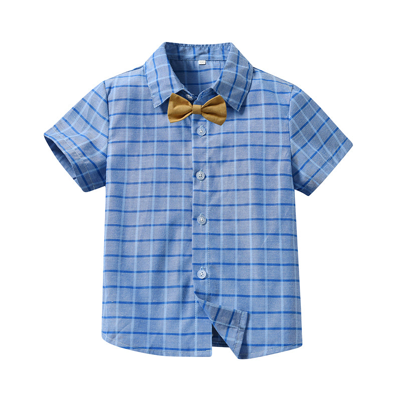 Baby Kid Boys Checked Bow Birthday Party Shirts Wholesale 230105789