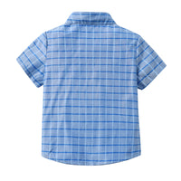 Load image into Gallery viewer, 2 Pieces Set Baby Kid Boys Birthday Party Checked Bow Shirts And Solid Color Rompers Wholesale 230105794
