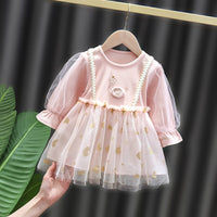 Load image into Gallery viewer, Baby Kid Girls Love heart Cartoon Embroidered Dresses Wholesale 23010597
