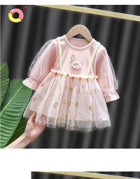 Load image into Gallery viewer, Baby Kid Girls Love heart Cartoon Embroidered Dresses Wholesale 23010597
