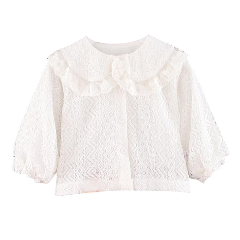 Baby Kid Girls Flower Lace Blouses Wholesale 23010709