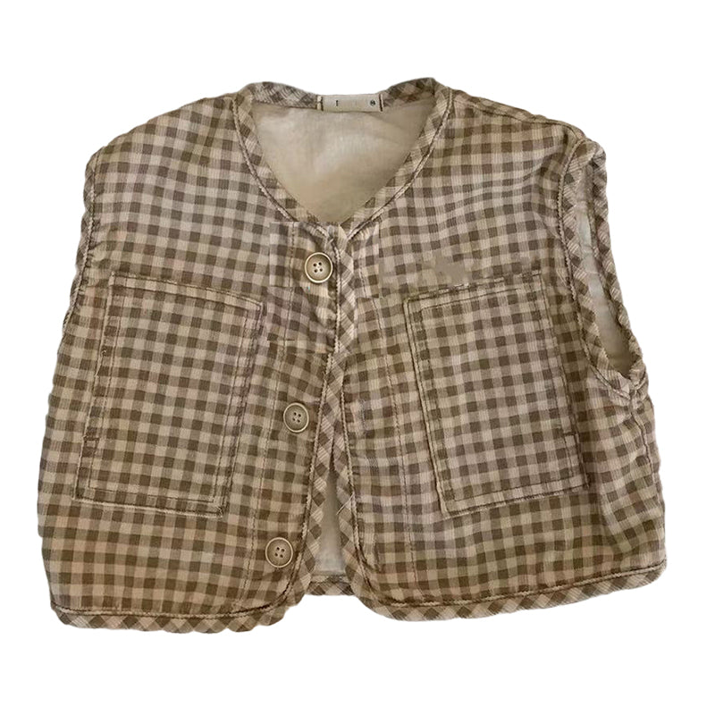 Baby Unisex Checked Vests Waistcoats Wholesale 230107101