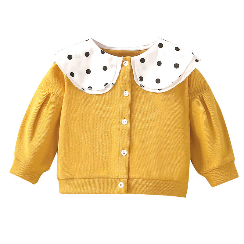 Baby Kid Girls Color-blocking Polka dots Print Cardigan Wholesale 230107115