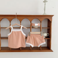 Load image into Gallery viewer, 3 Pieces Set Baby Girls Color-blocking Tank Tops Shorts And Bow Headwear Wholesale 230107124
