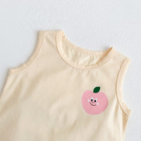 Load image into Gallery viewer, 2 Pieces Set Baby Unisex Fruit Print Tank Tops And Checked Shorts Wholesale 230107126
