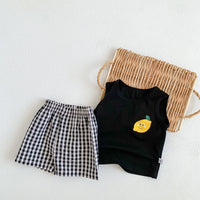 Load image into Gallery viewer, 2 Pieces Set Baby Unisex Fruit Print Tank Tops And Checked Shorts Wholesale 230107126
