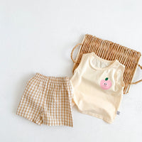 Load image into Gallery viewer, 2 Pieces Set Baby Unisex Fruit Print Tank Tops And Checked Shorts Wholesale 230107126
