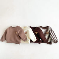 Load image into Gallery viewer, Baby Unisex Striped Animals Cartoon Embroidered Hoodies Swearshirts Wholesale 230107131
