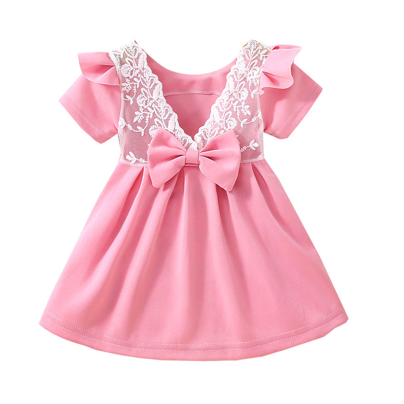 Baby Kid Girls Bow Lace Dresses Wholesale 230107159