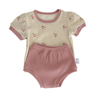 Load image into Gallery viewer, 2 Pieces Set Baby Girls Flower Checked Print Tops And Solid Color Shorts Wholesale 230107161
