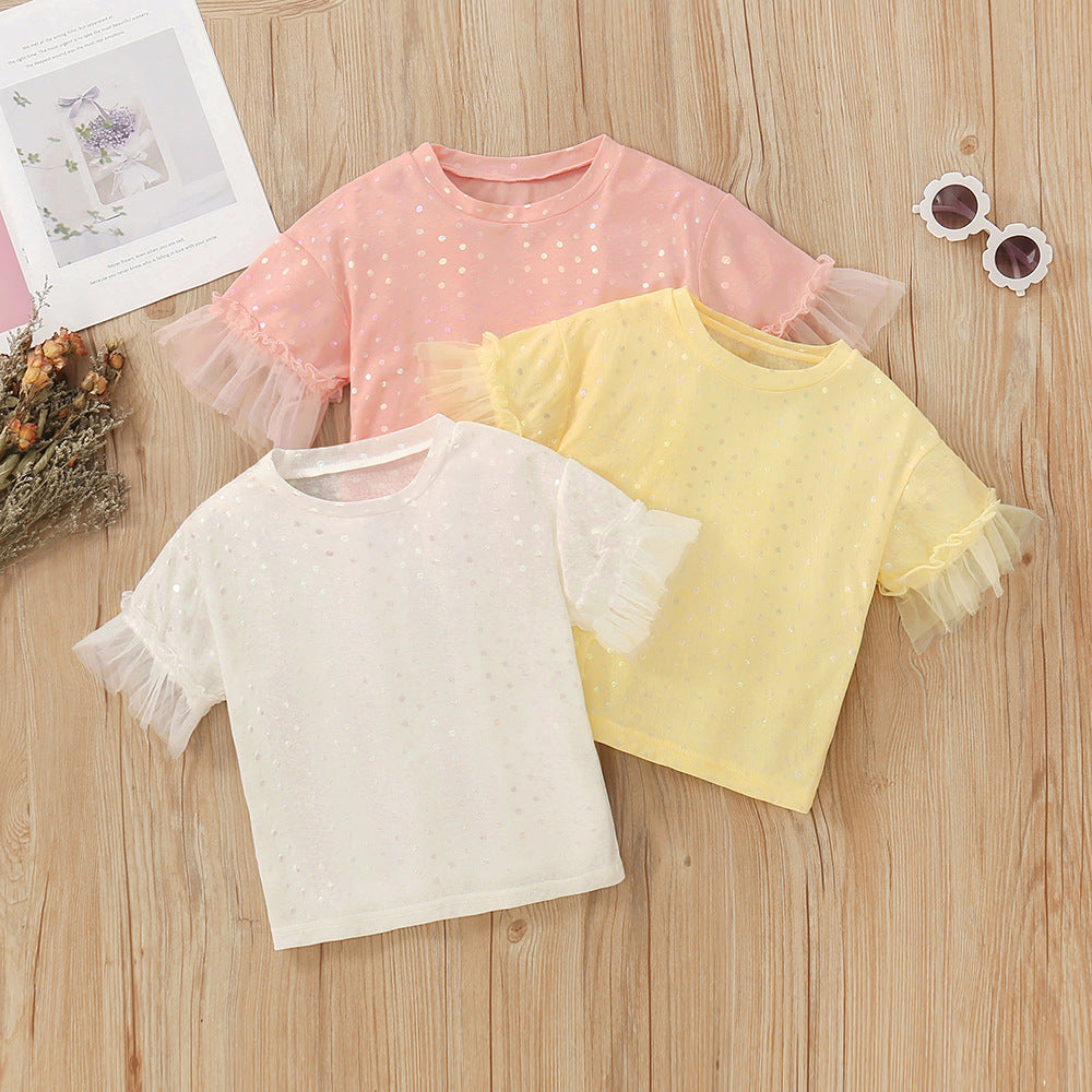 Baby Kid Girls Solid Color Polka dots T-Shirts Wholesale 230107171