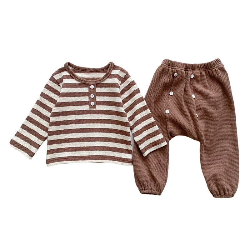 2 Pieces Set Baby Unisex Striped Tops And Solid Color Pants Wholesale 230107183