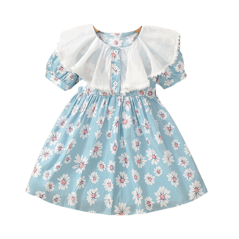 Baby Kid Girls Flower Print Dresses Wholesale 230107186