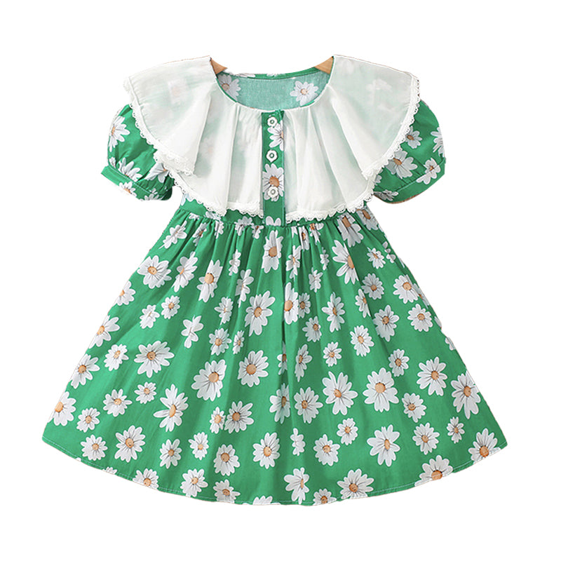 Baby Kid Girls Flower Print Dresses Wholesale 230107186