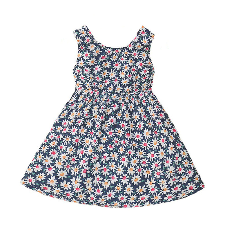 Baby Kid Girls Flower Bow Print Dresses Wholesale 230107207