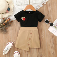 Load image into Gallery viewer, 2 Pieces Set Baby Kid Girls Love heart T-Shirts And Solid Color Skirts Wholesale 230107218
