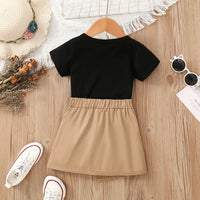 Load image into Gallery viewer, 2 Pieces Set Baby Kid Girls Love heart T-Shirts And Solid Color Skirts Wholesale 230107218
