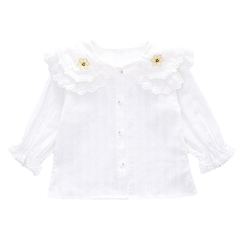 Baby Kid Girls Lace Embroidered Blouses Wholesale 23010726