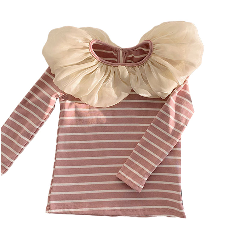 Baby Kid Girls Striped Color-blocking Tops Wholesale 230107267