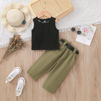Load image into Gallery viewer, 2 Pieces Set Baby Kid Girls Letters Tank Tops And Solid Color Pants Wholesale 230107288
