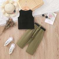 Load image into Gallery viewer, 2 Pieces Set Baby Kid Girls Letters Tank Tops And Solid Color Pants Wholesale 230107288
