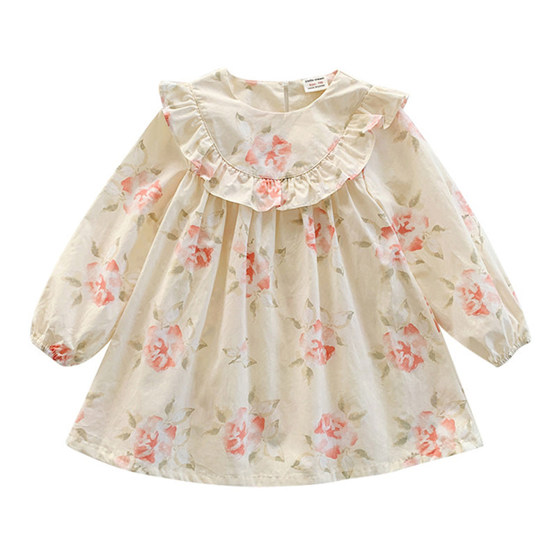Baby Kid Girls Flower Print Dresses Wholesale 230107312