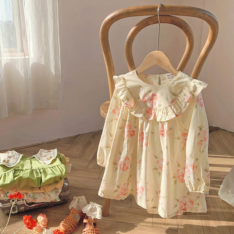 Baby Kid Girls Flower Print Dresses Wholesale 230107312