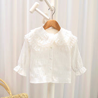 Load image into Gallery viewer, Baby Kid Girls Solid Color Lace Blouses Wholesale 23010735
