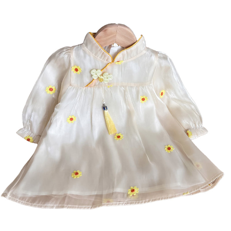 Baby Kid Girls Flower Embroidered Dresses Wholesale 23010776