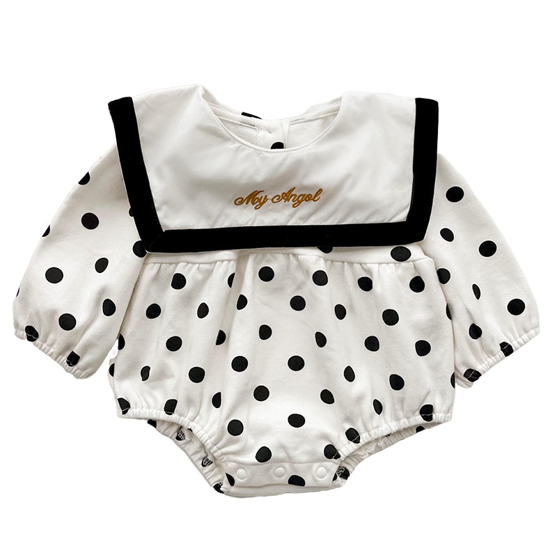 Baby Girls Polka dots Embroidered Rompers Wholesale 23010779