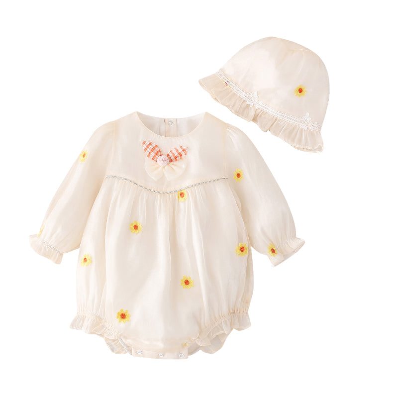 Baby Girls Flower Embroidered Rompers Wholesale 23010786