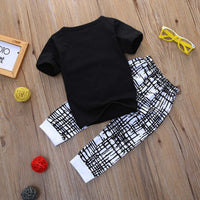 Load image into Gallery viewer, 2 Pieces Set Baby Boys Letters T-Shirts And Checked Pants Wholesale 23011005

