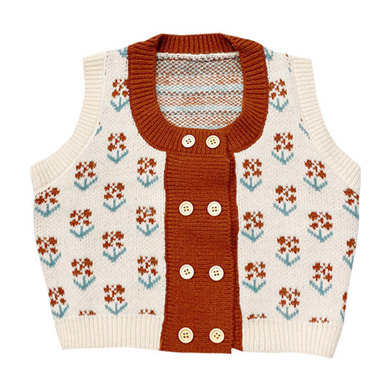 Baby Kid Girls Flower Vests Waistcoats Knitwear Wholesale 23011008