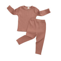 Load image into Gallery viewer, 2 Pieces Set Baby Kid Unisex Solid Color Striped Tops And Pants Wholesale 23011010

