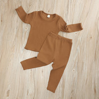 Load image into Gallery viewer, 2 Pieces Set Baby Kid Unisex Solid Color Striped Tops And Pants Wholesale 23011010
