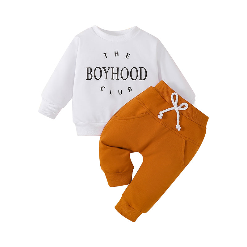 2 Pieces Set Baby Kid Boys Letters Hoodies Swearshirts And Solid Color Pants Wholesale 230110118