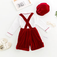 Load image into Gallery viewer, 3 Pieces Set Baby Boys Bow Shirts Solid Color Rompers And Hats Wholesale 23011012
