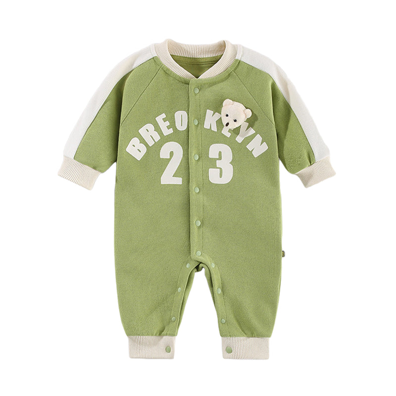 Baby Unisex Letters Color-blocking Cartoon Jumpsuits Wholesale 230110123