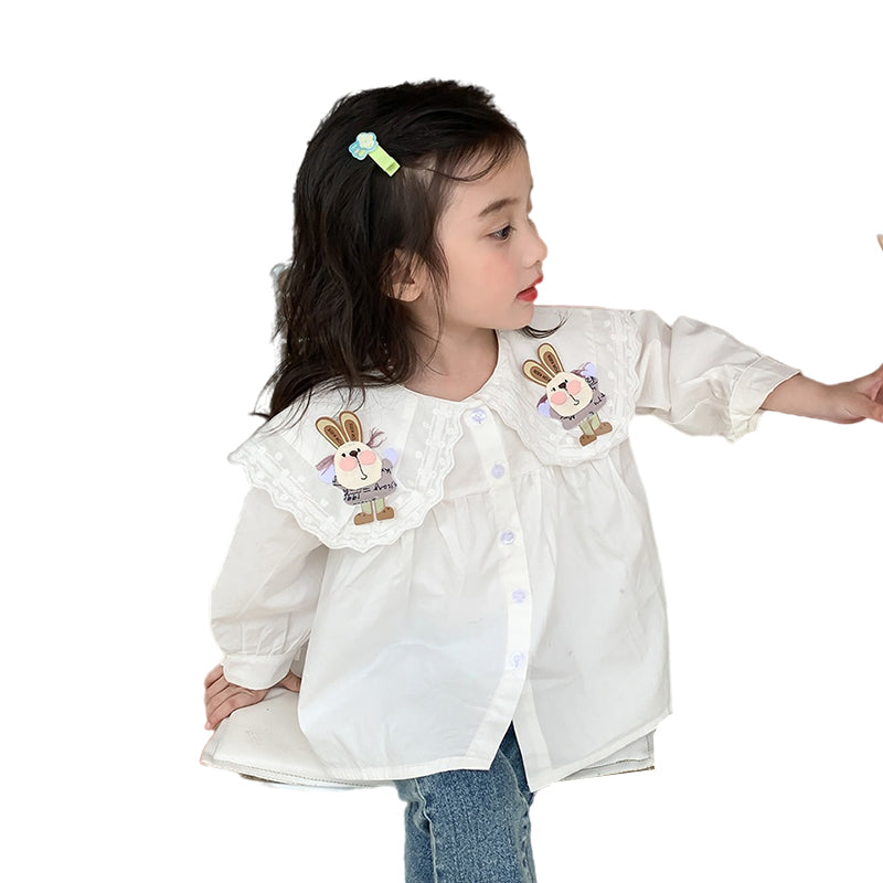 Baby Kid Girls Cartoon Embroidered Print Tops Wholesale 230110142