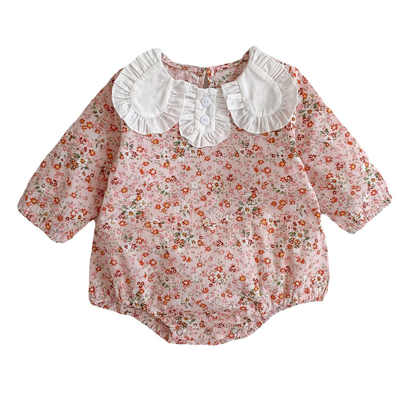 Baby Girls Flower Print Rompers Wholesale 230110156