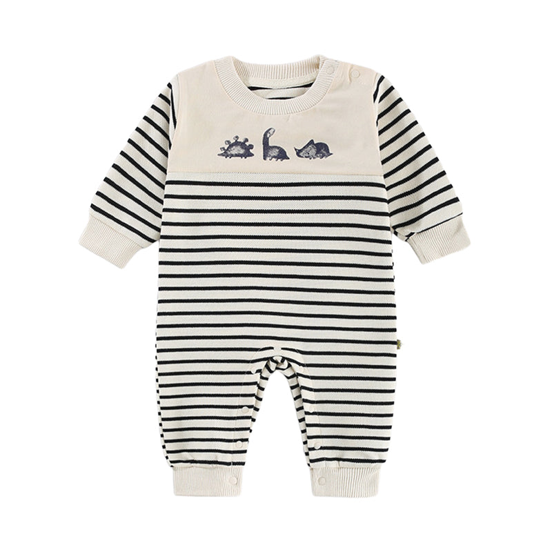 Baby Unisex Striped Dinosaur Print Jumpsuits Wholesale 230110171