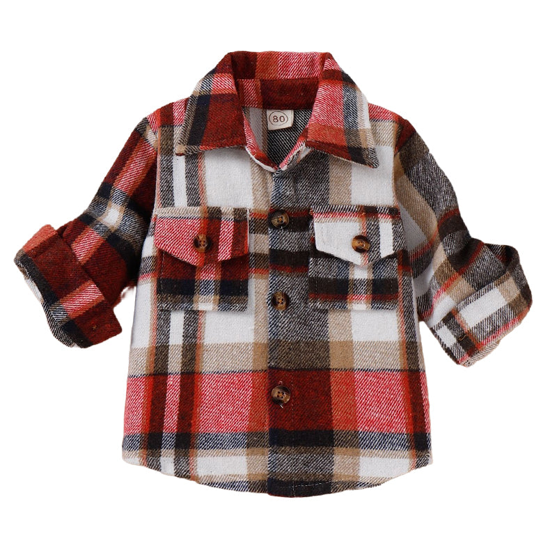 Baby Kid Unisex Checked Houndstooth Shirts Wholesale 230110174