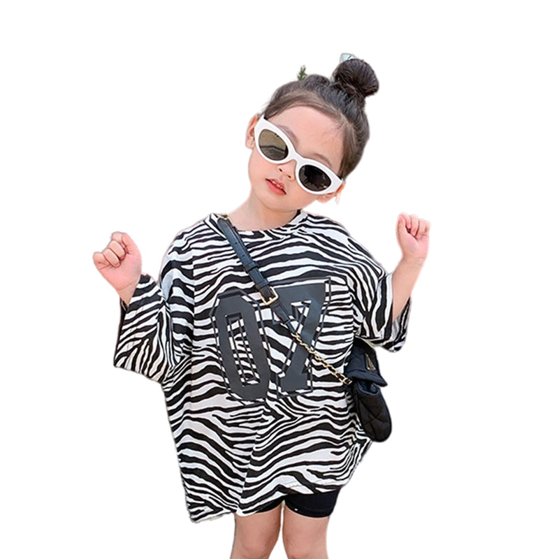 Baby Kid Girls Letters Zebra Print Tops Wholesale 23011019