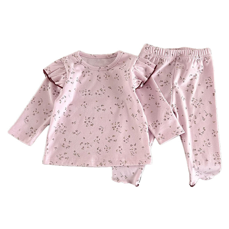 2 Pieces Set Baby Kid Girls Flower Print Tops And Pants Wholesale 230110212