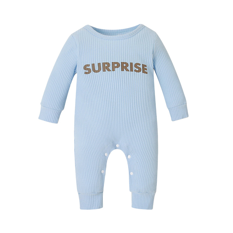 Baby Unisex Letters Muslin&Ribbed Jumpsuits Wholesale 23011024