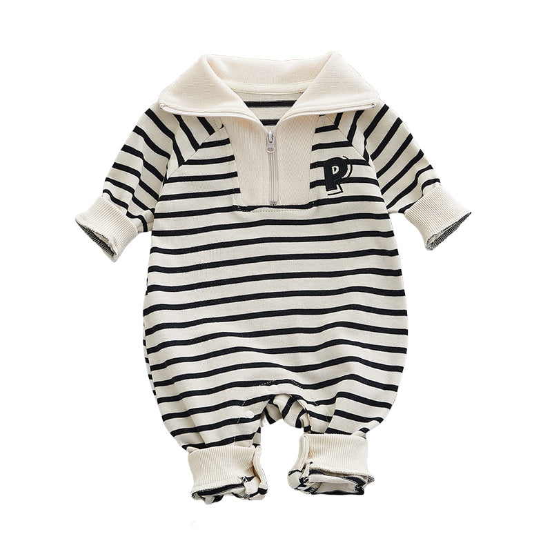 Baby Unisex Striped Alphabet Jumpsuits Wholesale 230110241