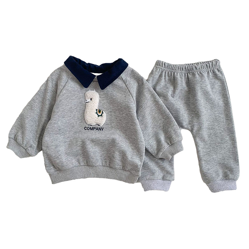 2 Pieces Set Baby Unisex Cartoon Hoodies Swearshirts And Solid Color Pants Wholesale 230110244