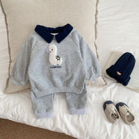 Load image into Gallery viewer, 2 Pieces Set Baby Unisex Cartoon Hoodies Swearshirts And Solid Color Pants Wholesale 230110244
